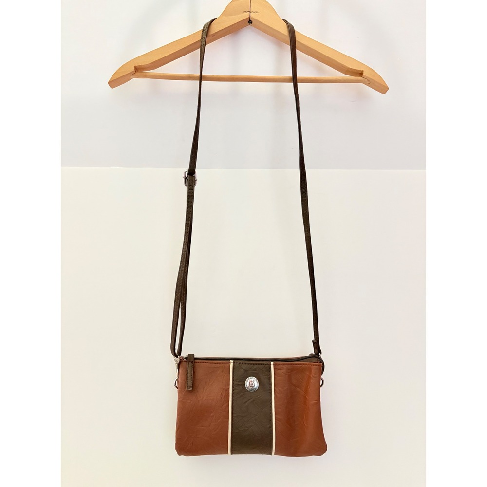 Stone Mountain Crossbody Bag Brown Faux Leather Multi Compartment Small Purse